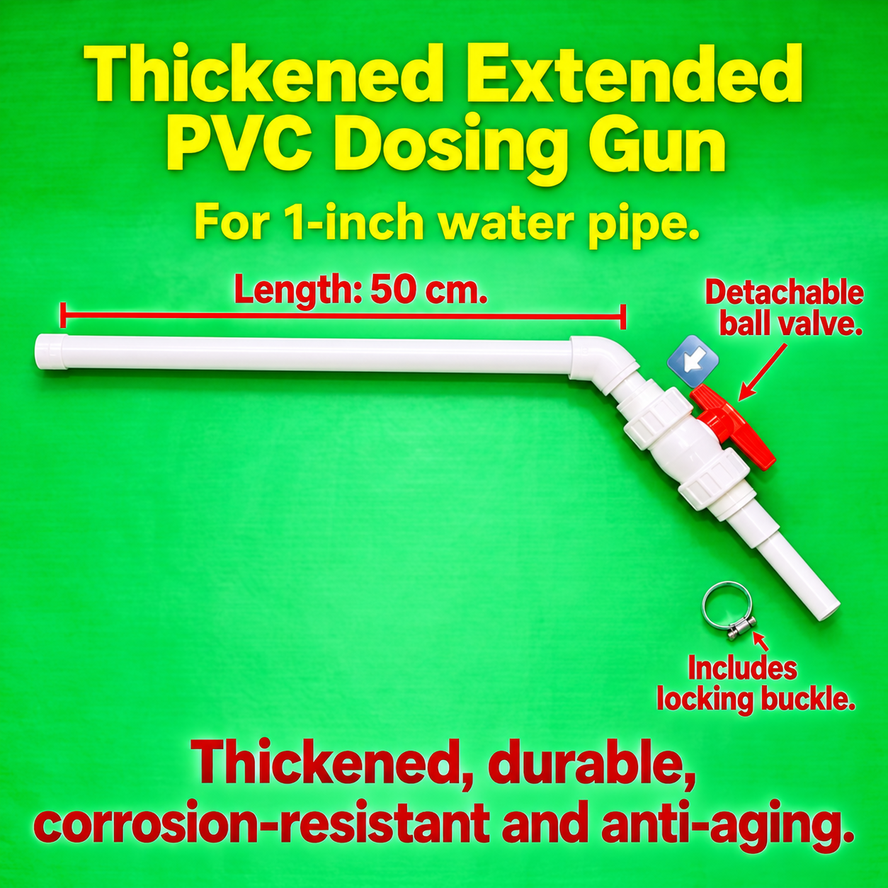 Thickened and lengthened PVC dosing gun head (connected to 1-inch water pipe) (HNV-WH-0209)