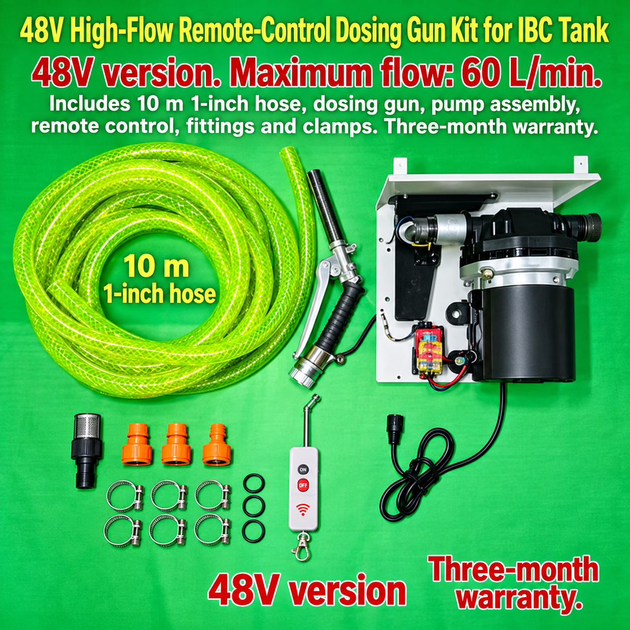 Special 12V large flow remote control dosing gun set for ton barrels 48V model (HNV-WH-0215)