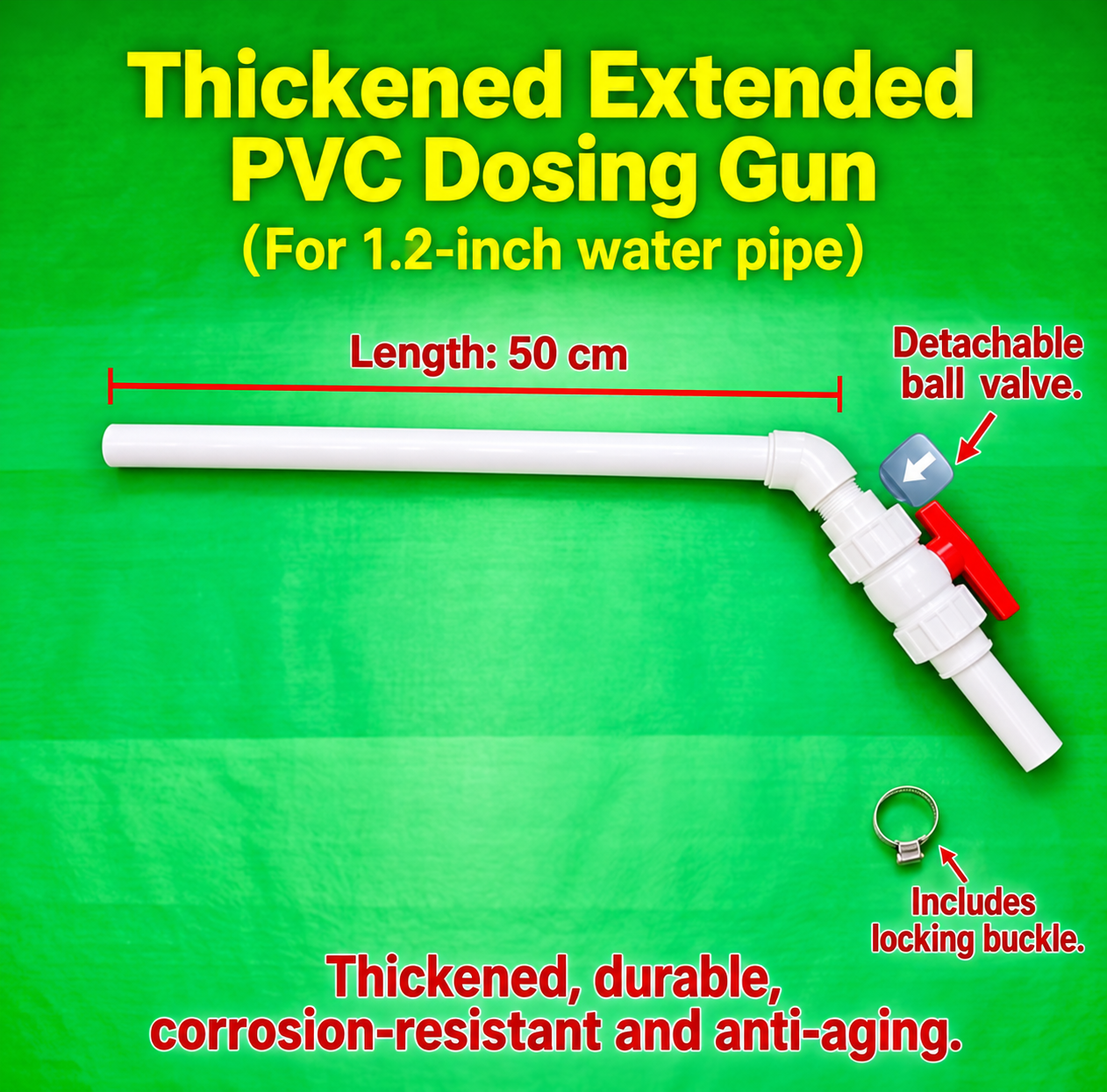 Thickened and lengthened PVC dosing gun head (connected to 1.2-inch water pipe) (HNV-WH-0216)