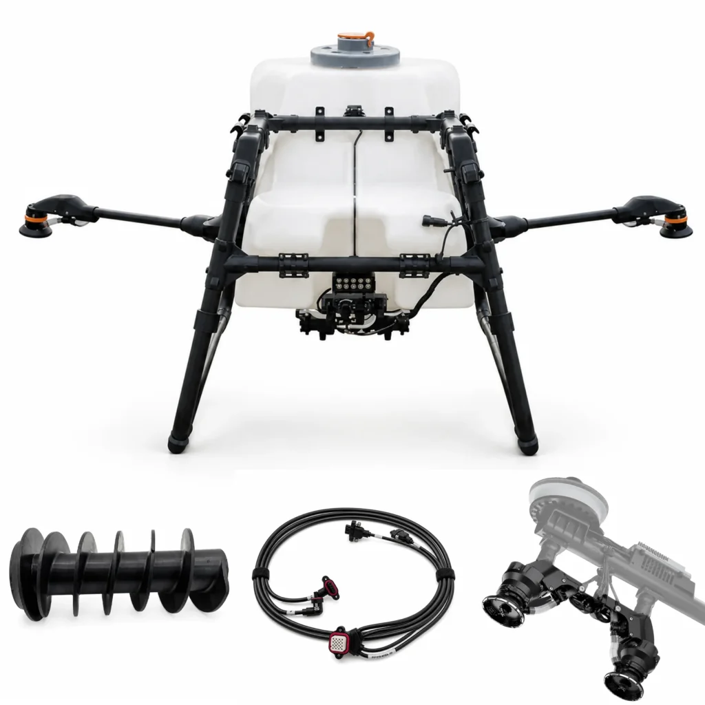 Agricultural drone pumps nozzles and assembly parts